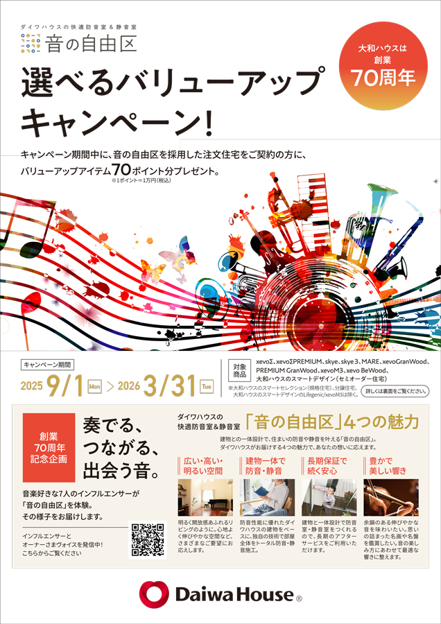 建物との一体設計で、住まいの防音や静音を叶える「音の自由区」